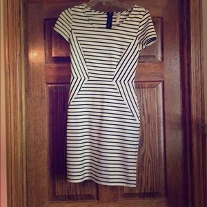 Black and white striped dress